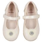 Younger Girls Ivory Diamante Flower Shoes, 3, hi-res