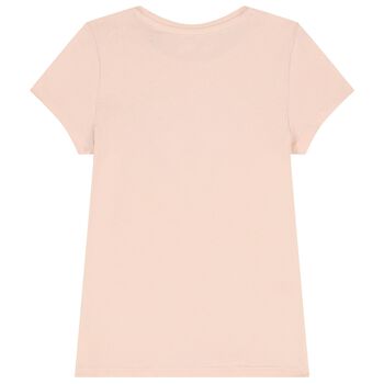 Girls Pink Diamante Logo T-Shirt