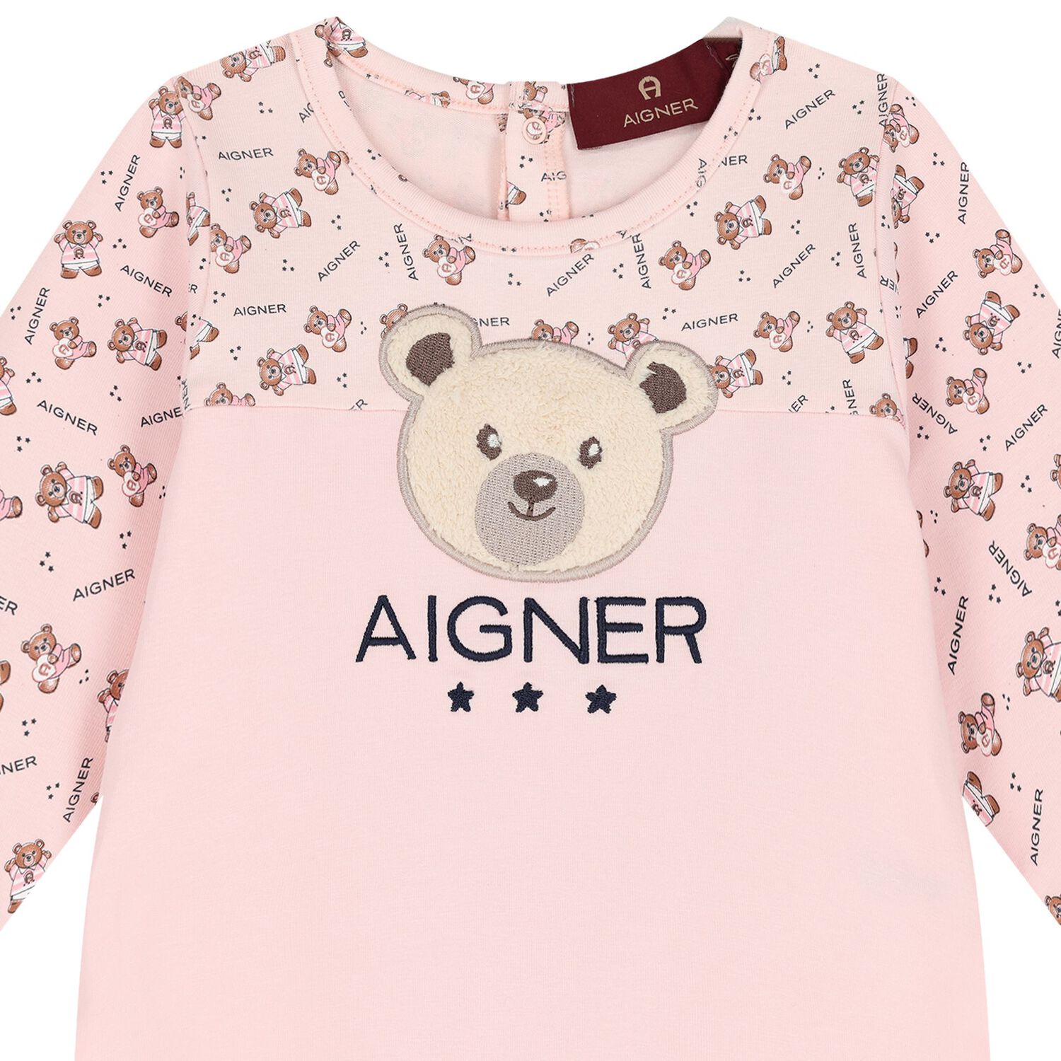 Baby Girls Pink Teddy Bear Logo Babygrow Set, 1, hi-res