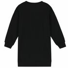 Girls Black Logo Dress, 2, hi-res