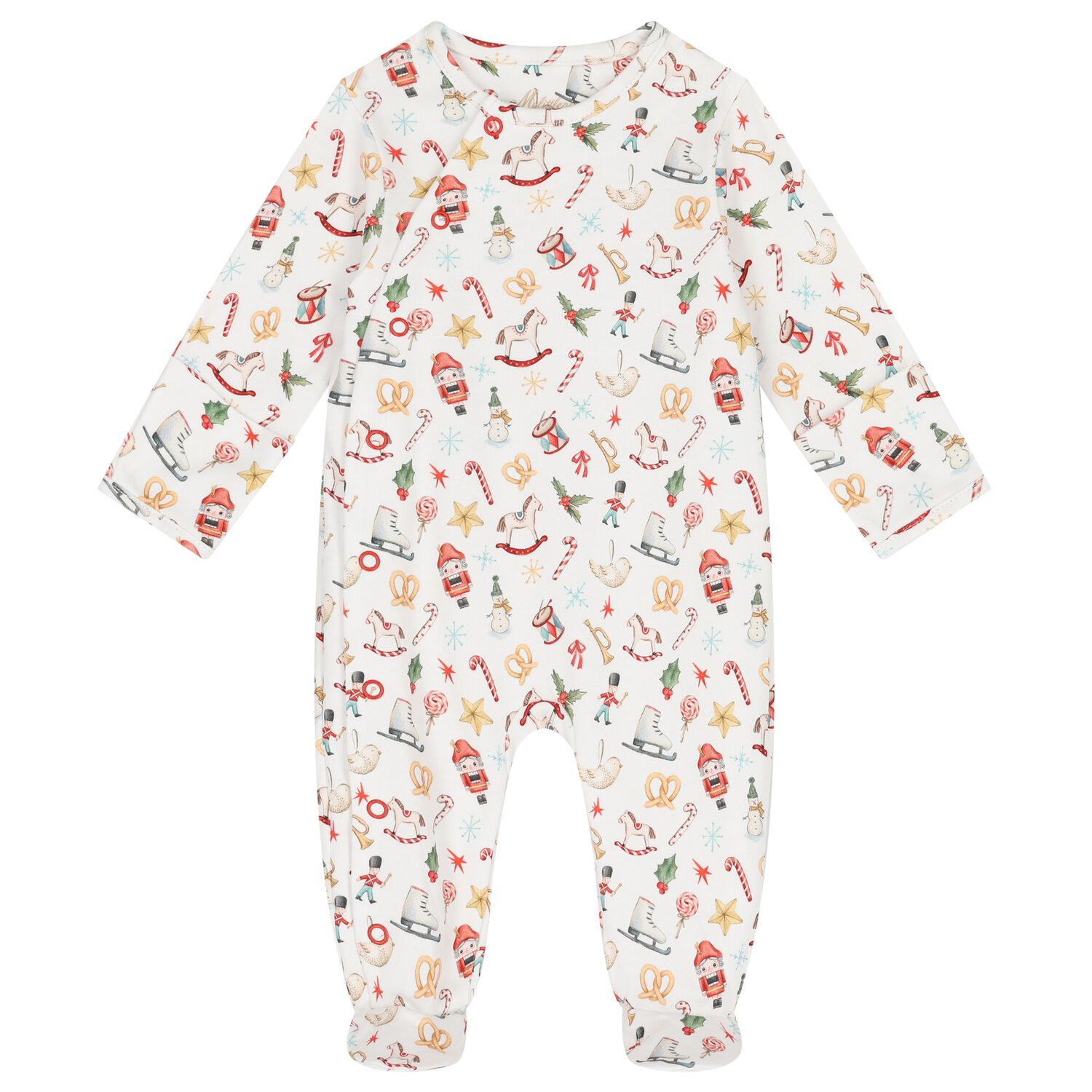 White Festive Babygrow, 1, hi-res