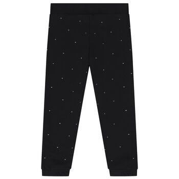 Girls Black Embellished Logo Joggers