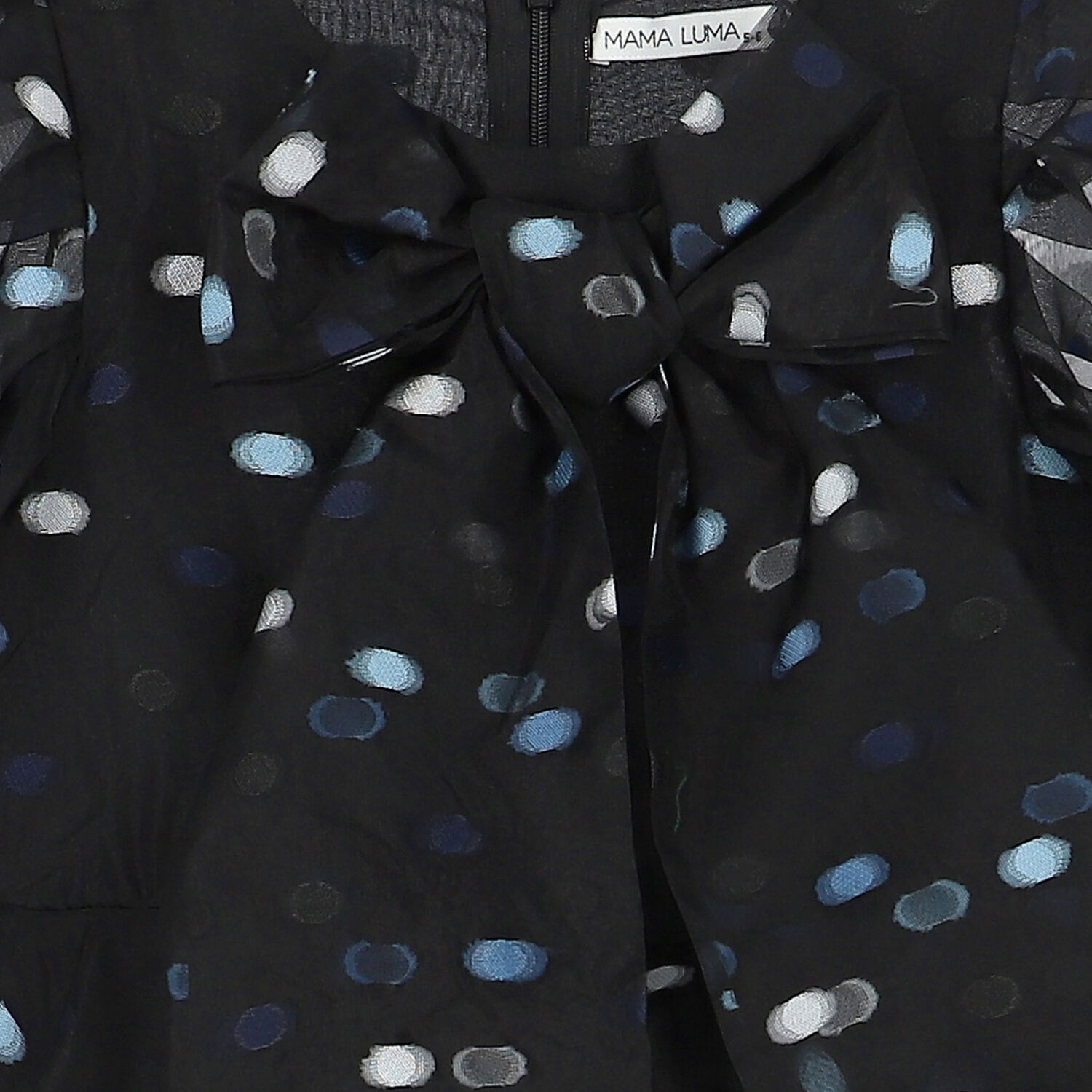 Girls Black & Blue Dot Organza Dress, 1, hi-res