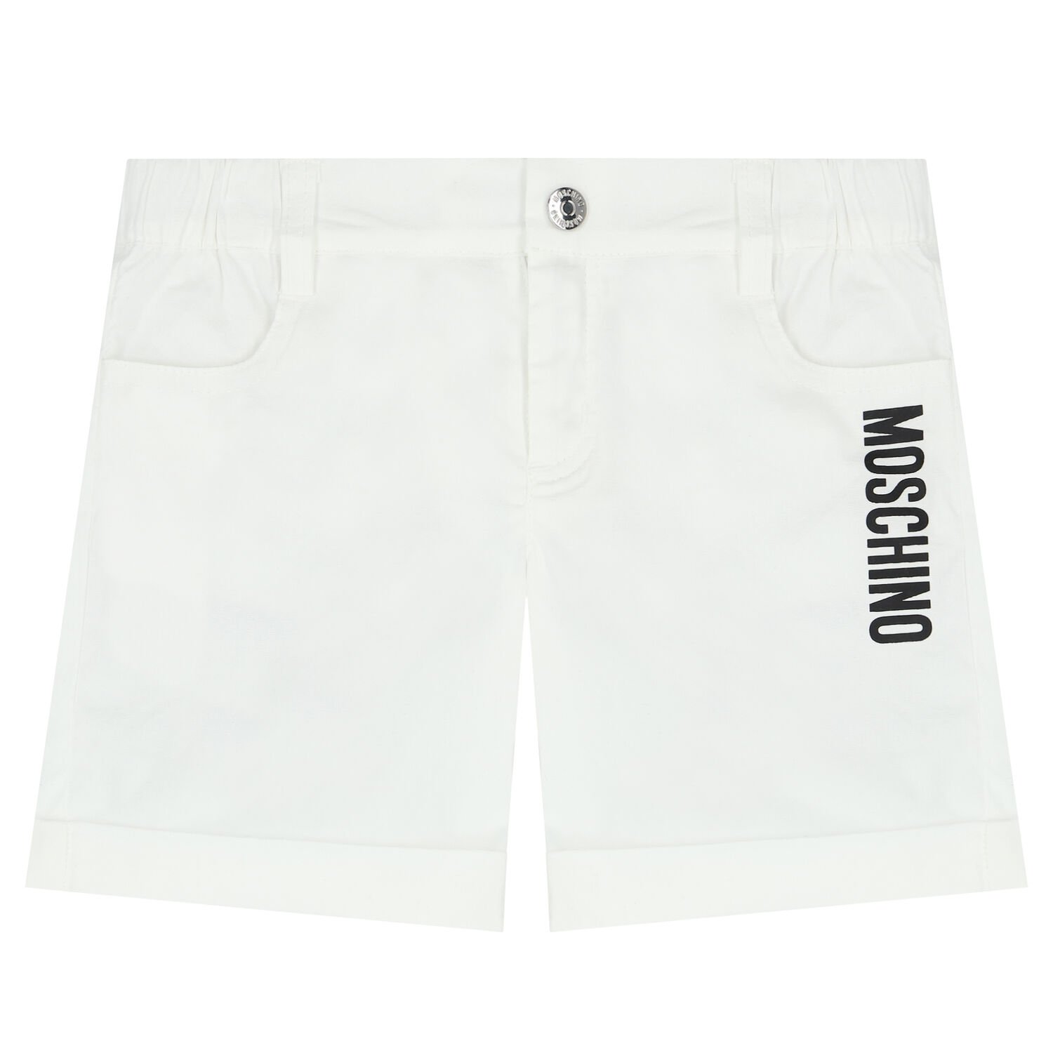 White Teddy Bear Logo Shorts, 1, hi-res