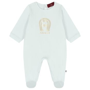 Baby Boys Blue & Gold Logo Babygrow