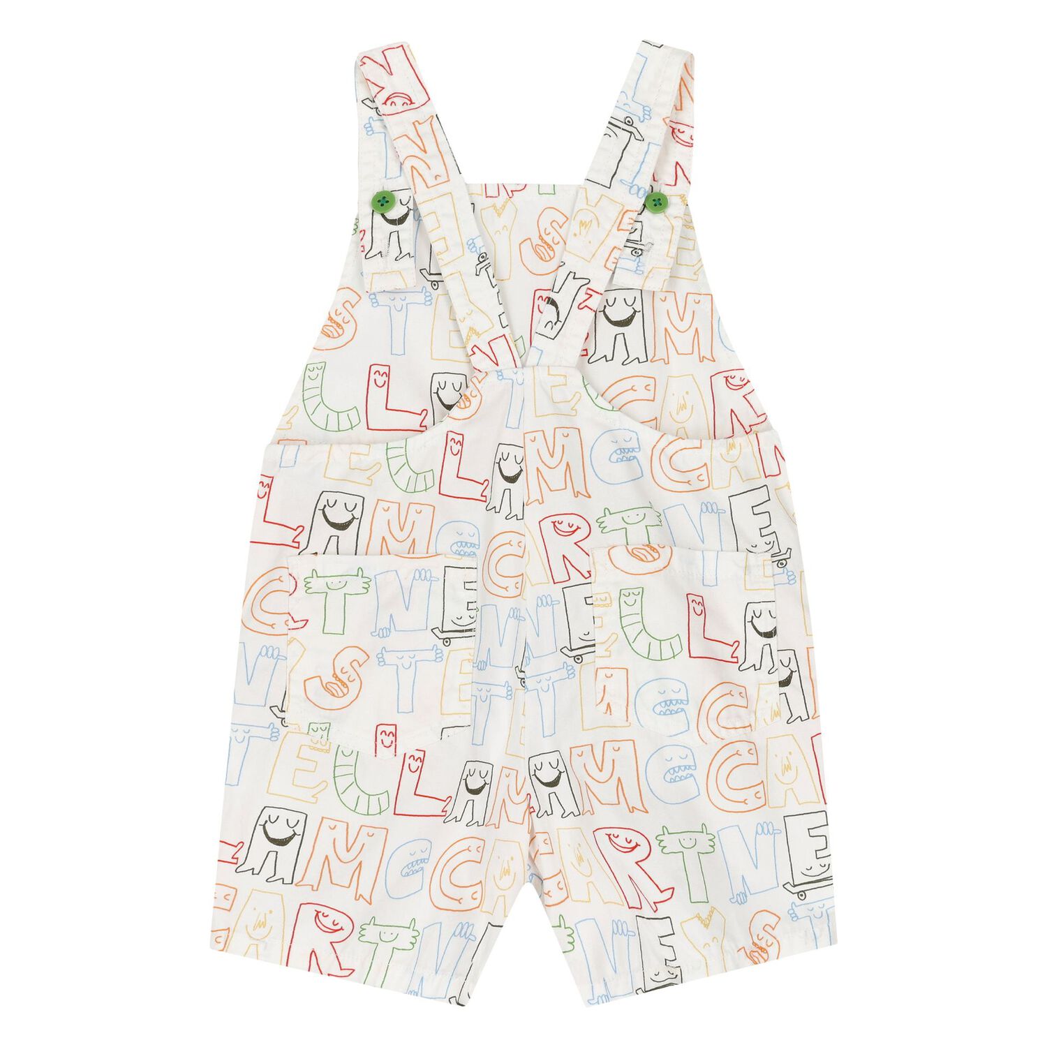 Younger Boys Ivory Cotton Dungaree, 1, hi-res
