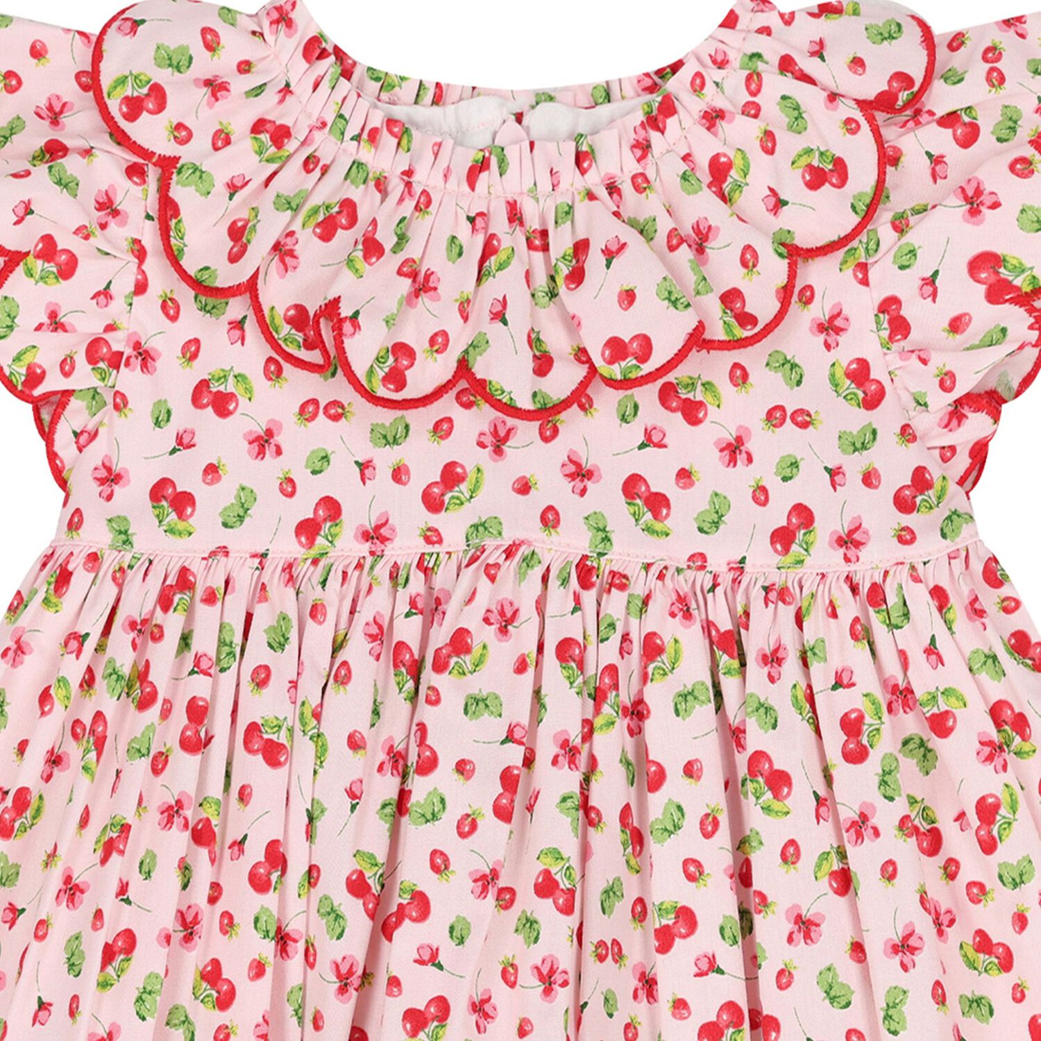 Baby Girls Pink Cherry Dress, 1, hi-res