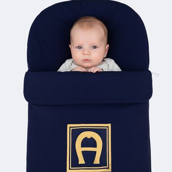Baby Boys Navy Blue & Gold Logo Nest 