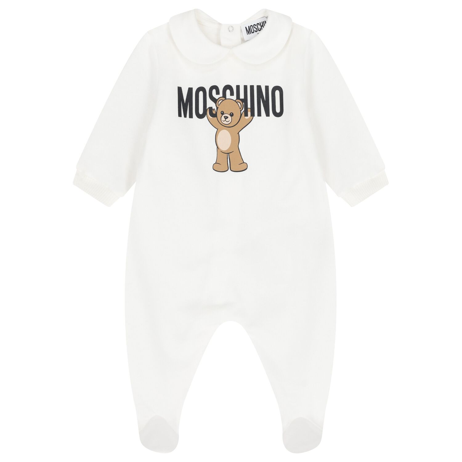 White Teddy Bear Logo Babygrow, 1, hi-res