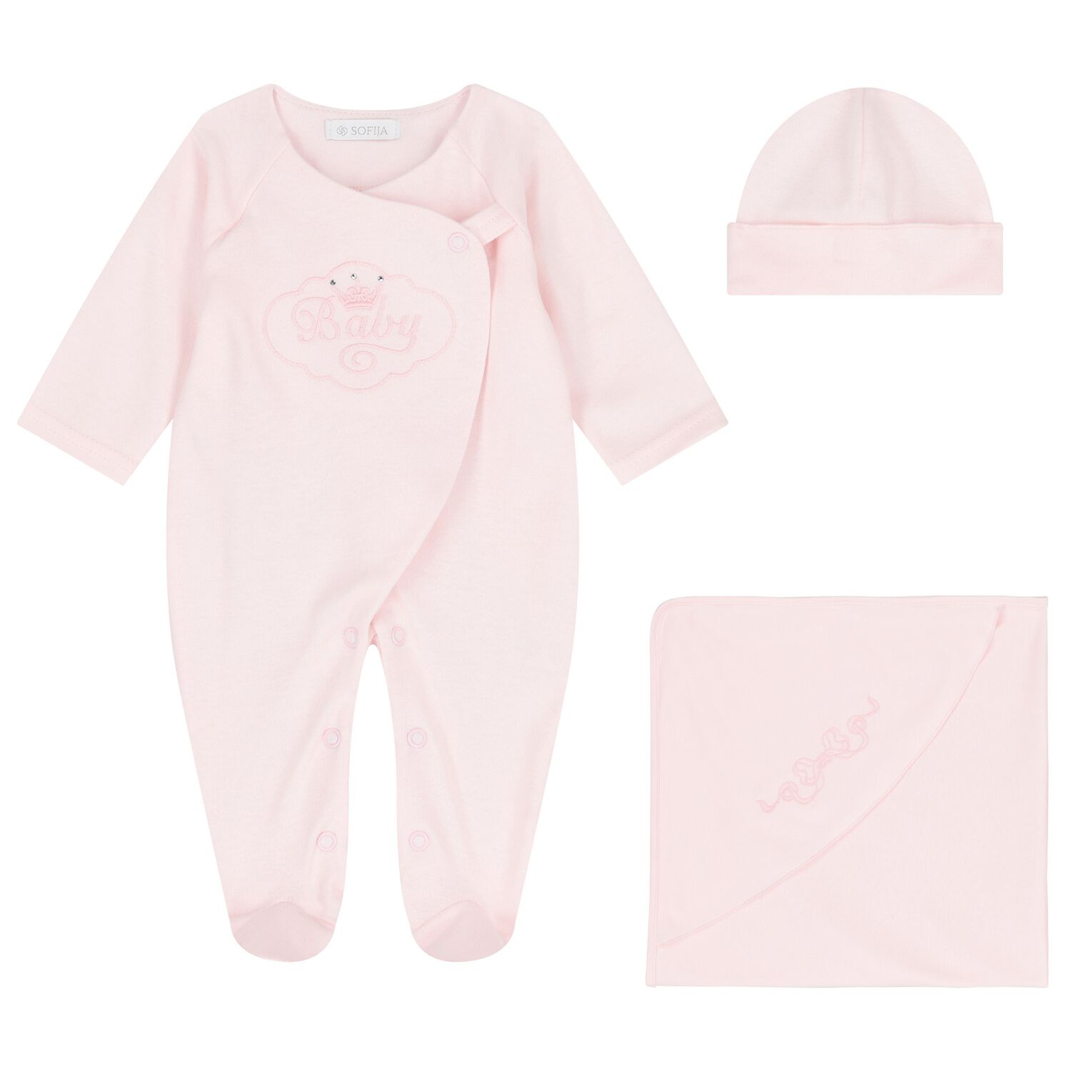 Baby Girls Pink Babygrow Gift Set, 2, hi-res