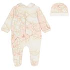 Baby Girls Ivory, Pink & Beige Geo Map Babygrow Set, 1, hi-res