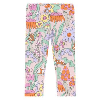 Younger Girls Pink Flower Leggings