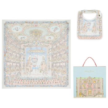 Ivory & Blue Ballet de Paris Baby Carr&eacute; Swaddle & Bib Gift Set