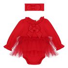 Baby Girls Red Bow Tulle Dress Set , 1, hi-res