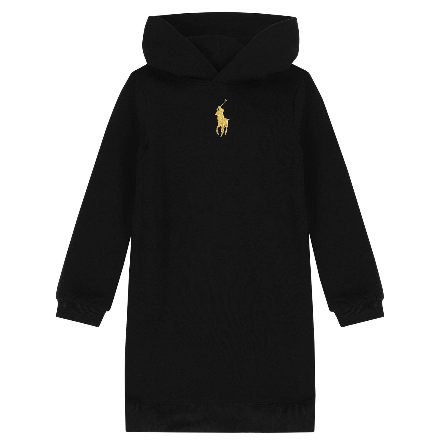 Girls Black Logo Hooded Dress, 1, hi-res image number null