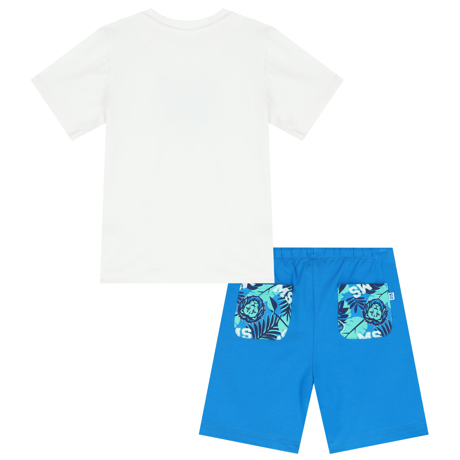 Boys Blue & White Logo Short Set, 1, hi-res
