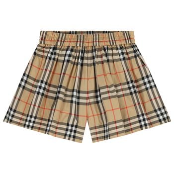 Beige Checkered Shorts 