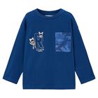 Boys Blue Robot Long Sleeve Top, 1, hi-res