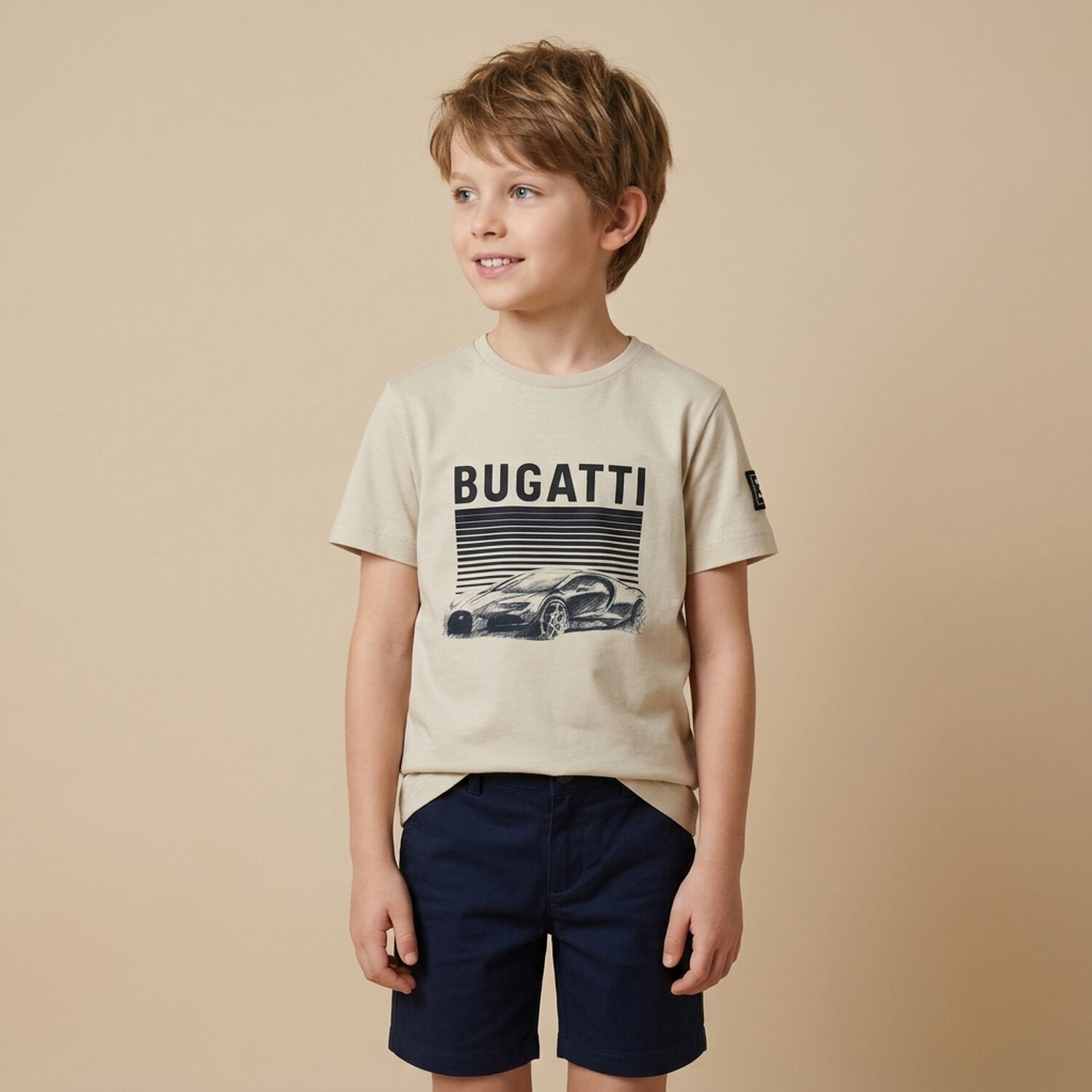 Boys Beige Logo T-Shirt, 1, hi-res