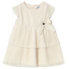 Younger Girls Ivory Pleated Tulle Dress, 2, hi-res