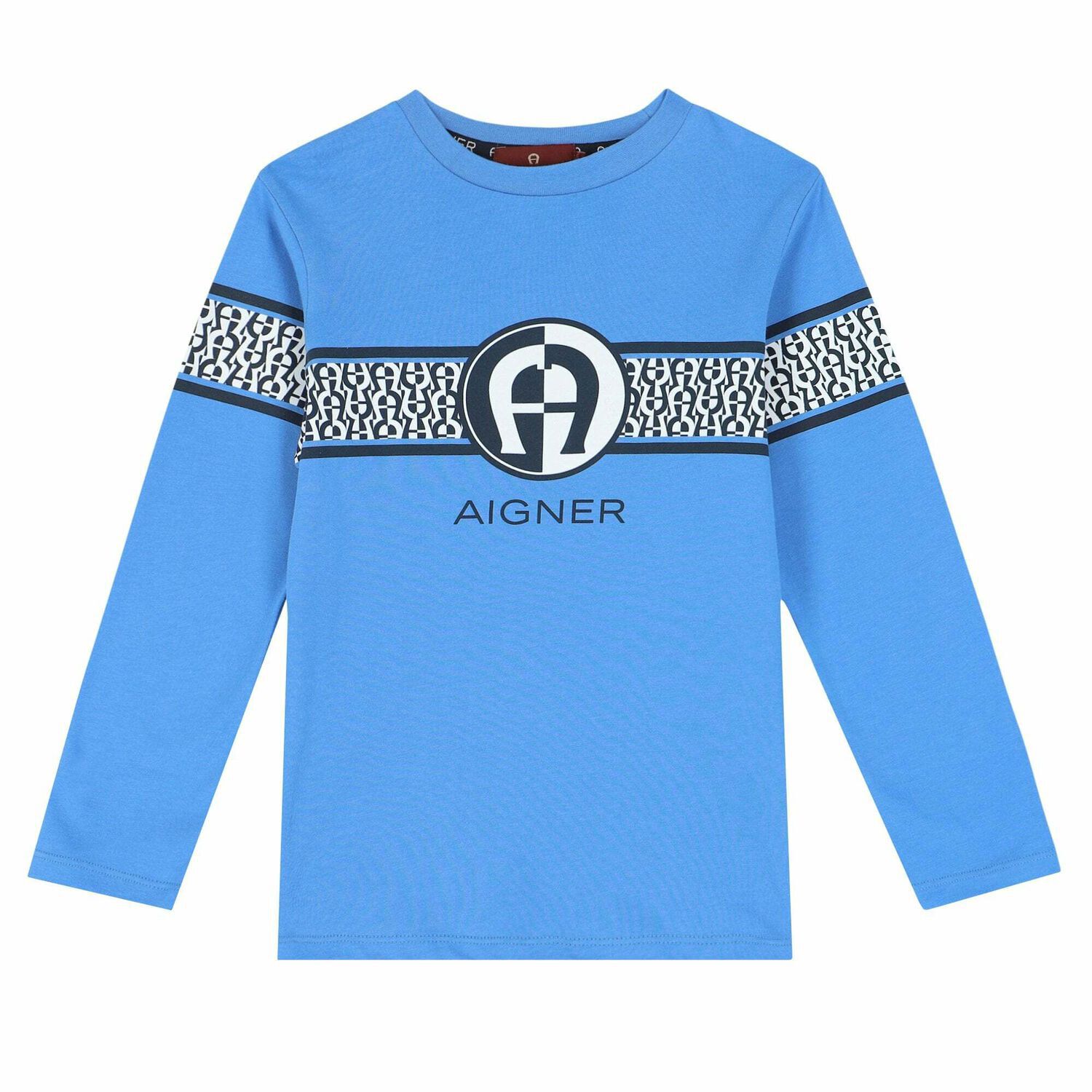 Boys Blue Logo Long Sleeve Top, 1, hi-res