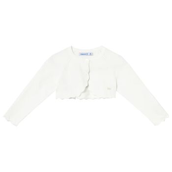 Younger Girls Ivory Knitted Cardigan