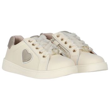 Girls Ivory Heart Trainers