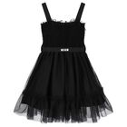 Girls Black Logo Tulle Dress, 2, hi-res