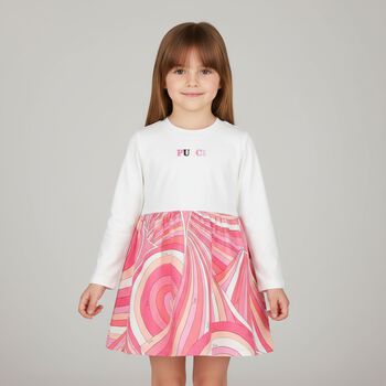Younger Girls Pink & White Logo Iride Dress