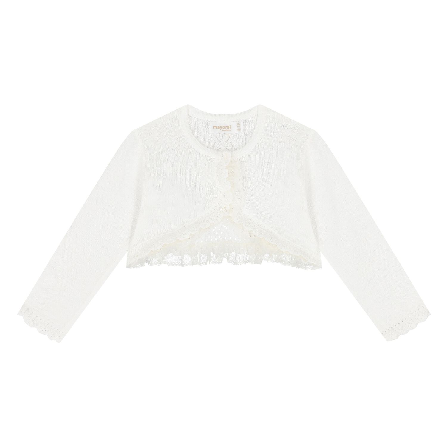 Baby Girls Ivory Knitted Cardigan, 1, hi-res