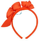 Girls Orange Floral Satin Headband, 2, hi-res