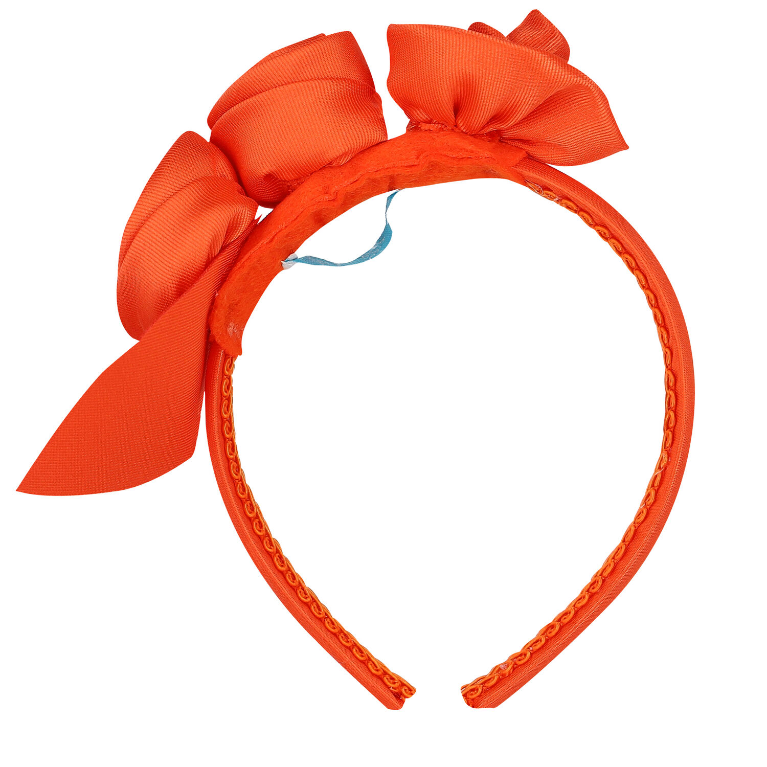 Girls Orange Floral Satin Headband, 2, hi-res