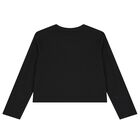 Girls Black Logo Long Sleeve Top, 3, hi-res