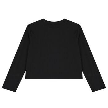 Girls Black Logo Long Sleeve Top
