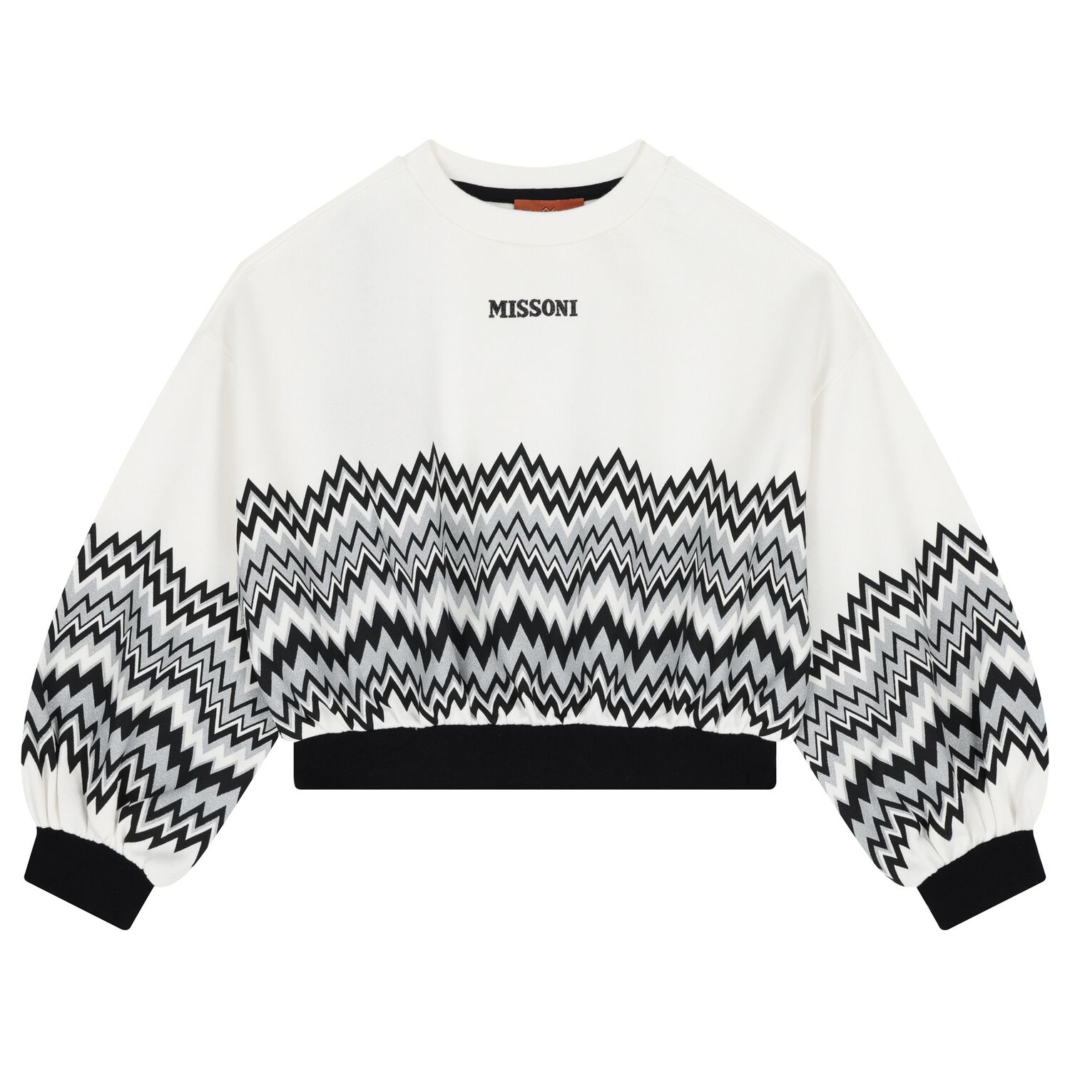 Girls White & Black Zigzag Sweatshirt, 1, hi-res