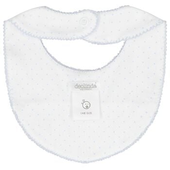 Baby Boys White & Blue Bunny Bib