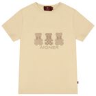 Girls Beige Teddy Bear Logo T-Shirt, 2, hi-res