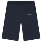 Boys Navy Blue Logo Shorts, 1, hi-res