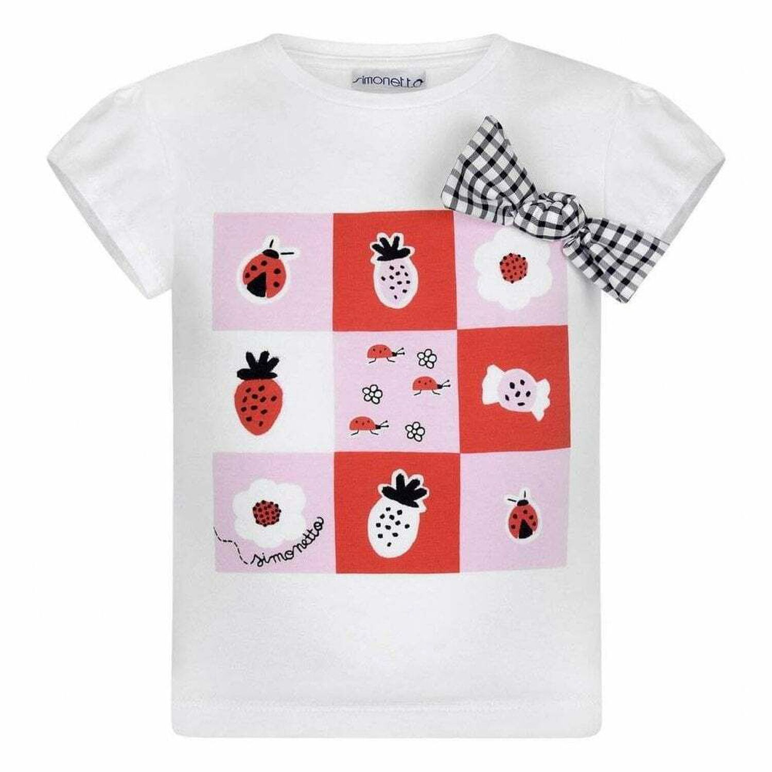 Girls White Bow Top, 1, hi-res