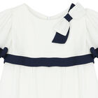 Girls White Tiered Pleated Dress, 1, hi-res