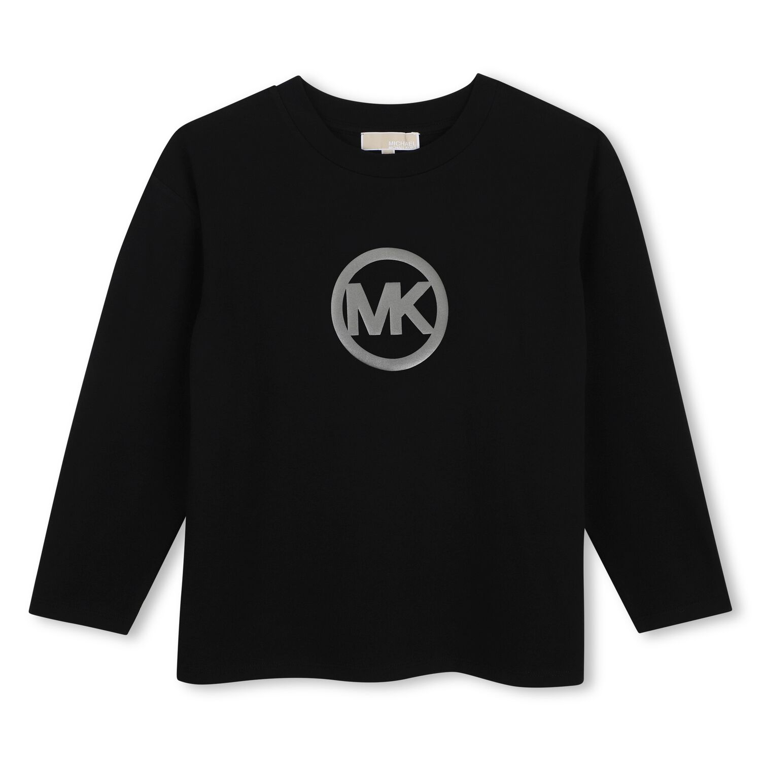 Girls Black Logo Long Sleeve Top, 1, hi-res