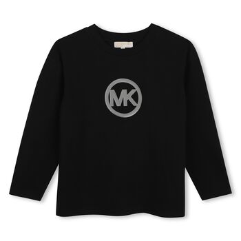Girls Black Logo Long Sleeve Top