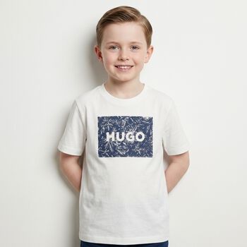 Boys Mini Me White Logo T-Shirt