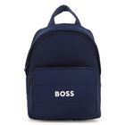 Boys Navy Blue Logo Backpack ( 27cm ), 1, hi-res