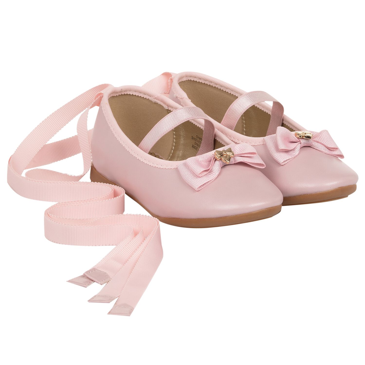 Younger Girls Pink Bow Leather Shoes, 1, hi-res