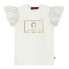 Girls Ivory Tulle Logo Top, 1, hi-res
