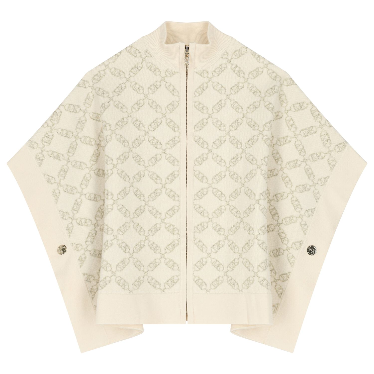 Girls Ivory & Gold Logo Knitted Cape, 1, hi-res image number null