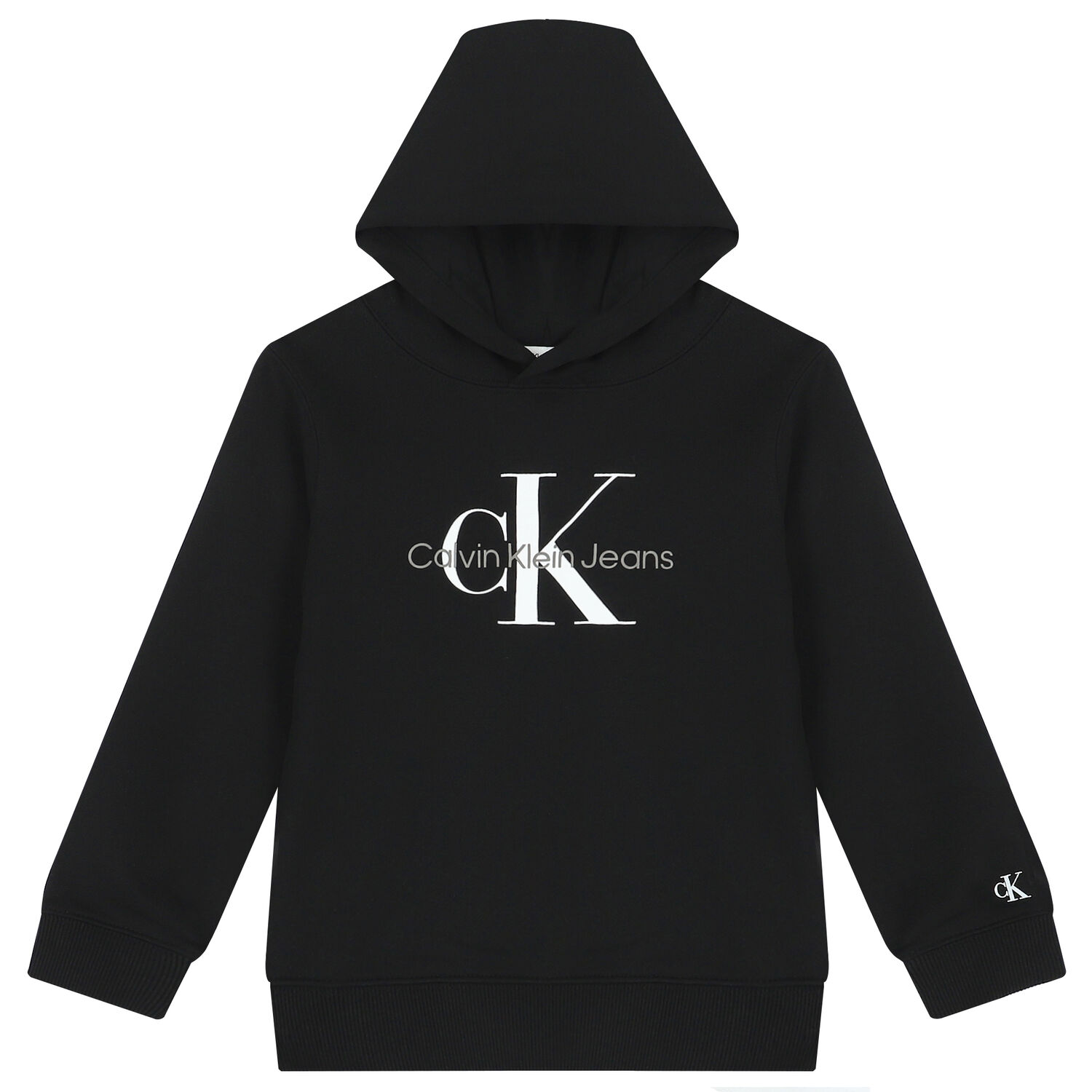 Girls Black Logo Hooded Top, 1, hi-res