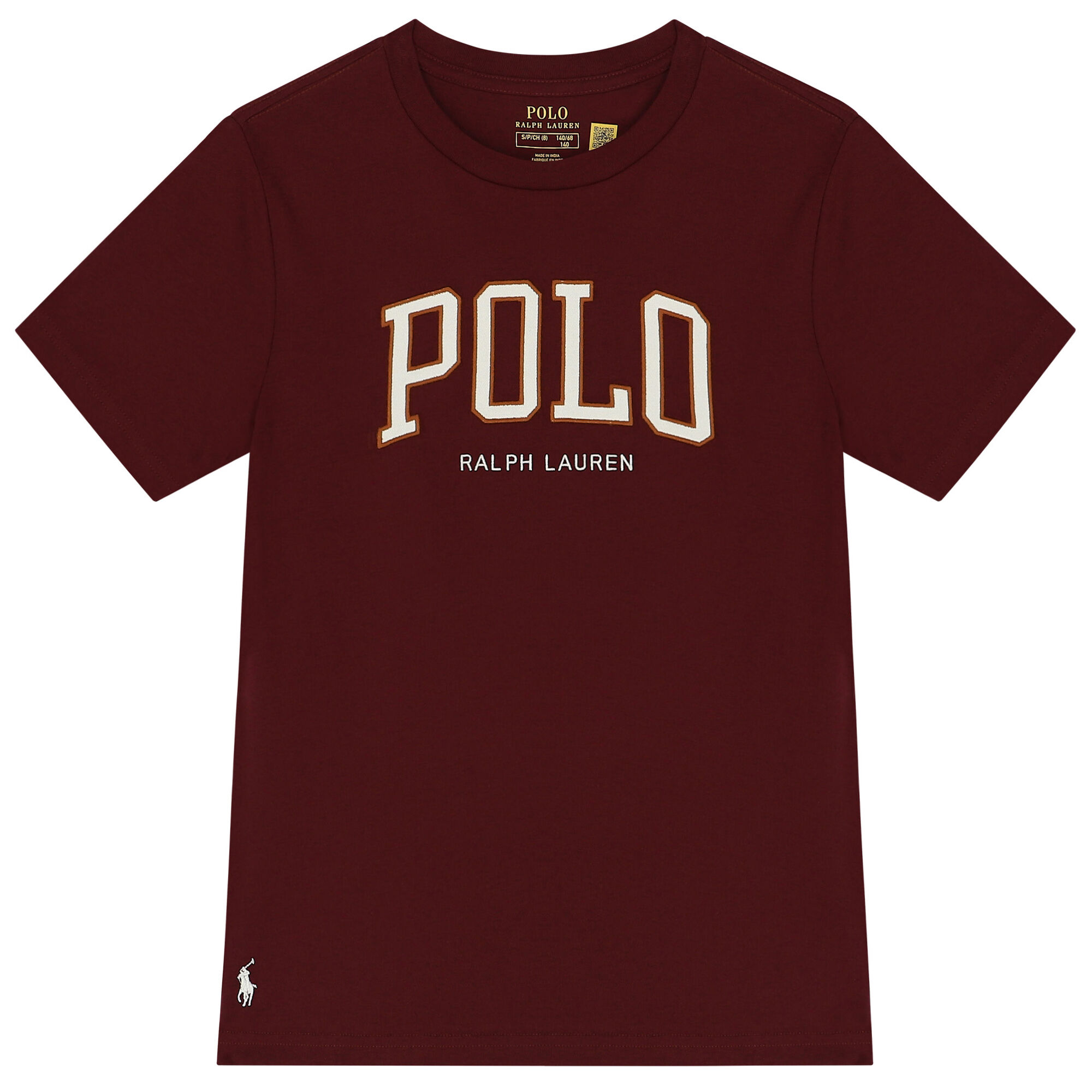 Ralph Lauren Boys Burgundy Logo T Shirt Junior Couture UK