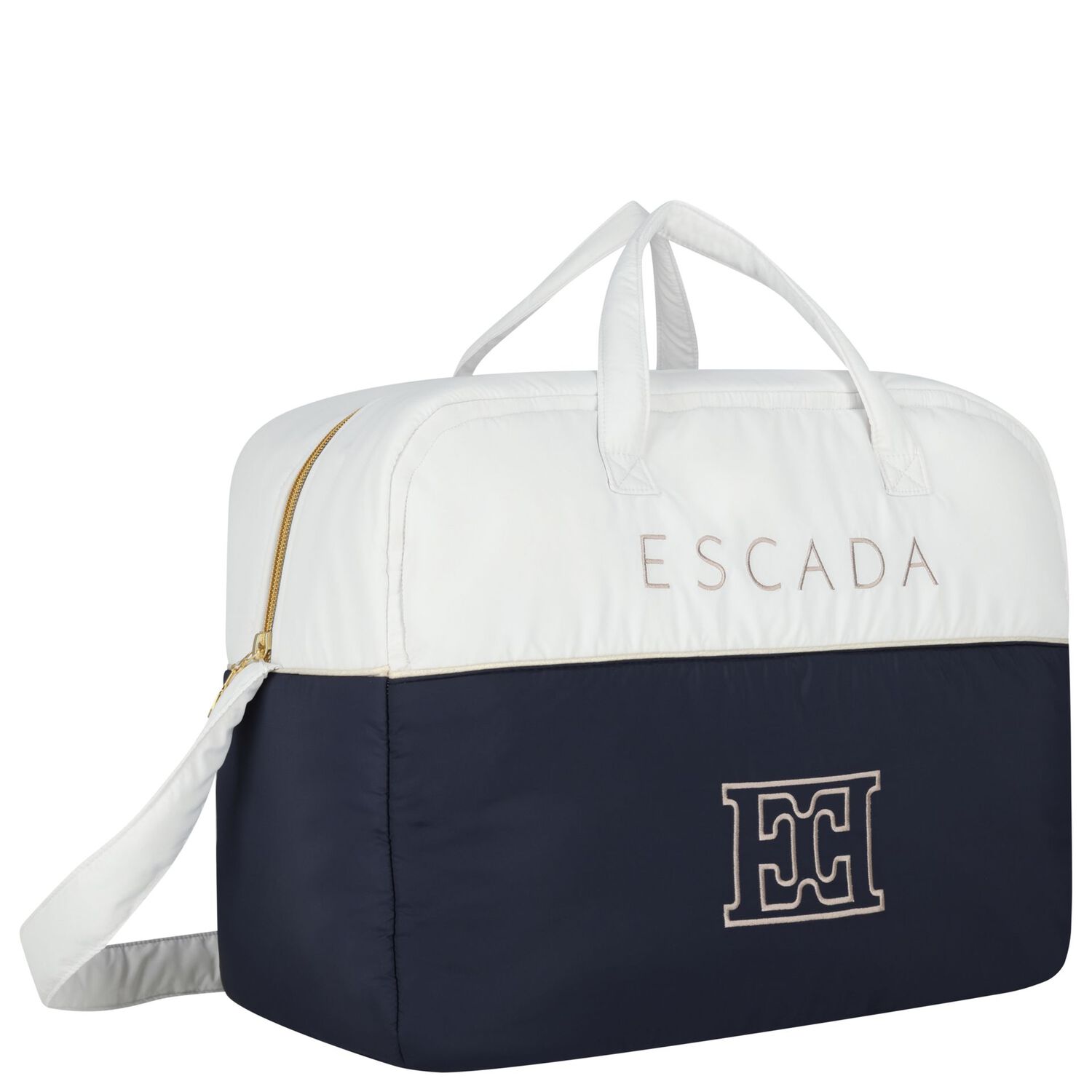 White & Navy Blue Logo Baby Changing Bag, 1, hi-res